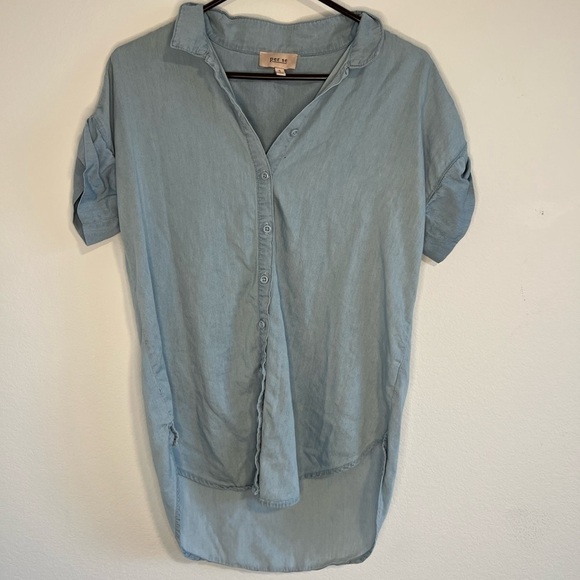 PER Se Women’s Blue Button Up Top Size Small - Picture 1 of 8